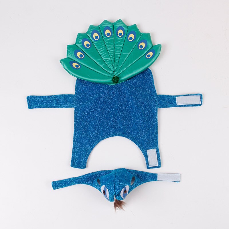 Pet Peacock Costume With Hat for Small Dogs Cats Blue