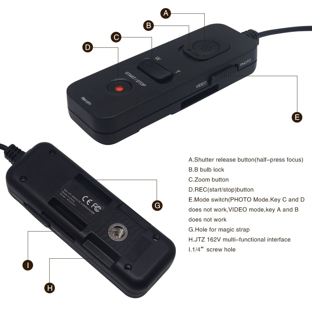 Fotga rm-vp1 afstandsbediening ontspanknop kabel voor panasonic gh3 gh4 gh5