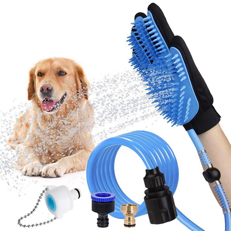 Bærbar kæledyr hund badning handske hund brusebad massage pleje børste sprøjte med vand slange til katte hund pleje og badning