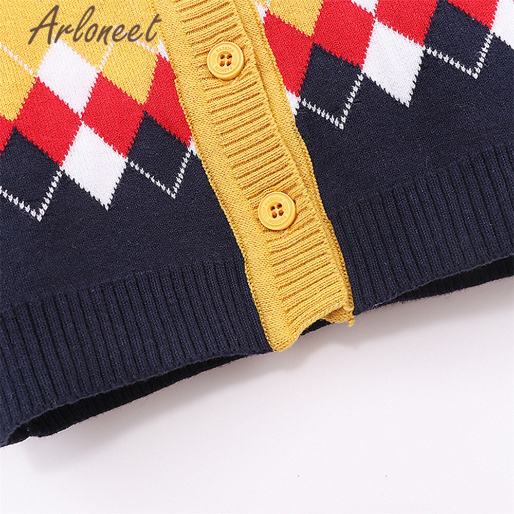 ARLONEET Cotton Coat Newborn Baby Girls Sweater Knit Letter Print Button Outerwear Baby Button Outerwear Winter Boys Jacket