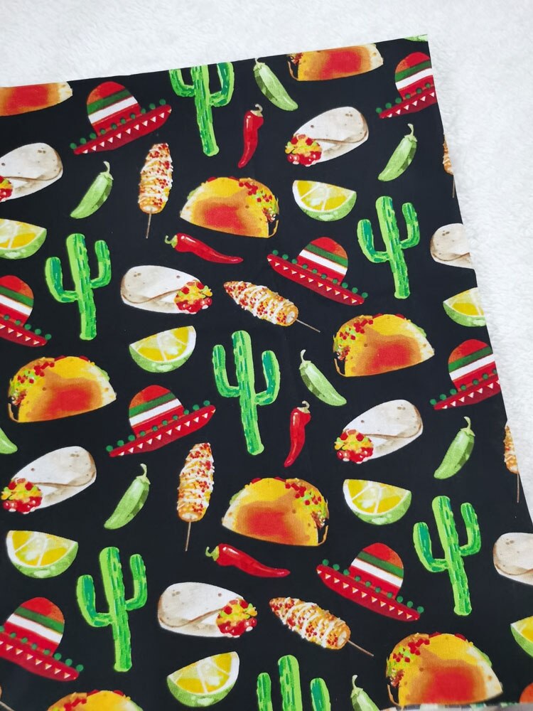 Tela de algodón con estampado espectacular para decoración del hogar, tejido textil colorido con de hamburguesa, perro , postre, limón, pimienta, Cactus, para vestido y ropa