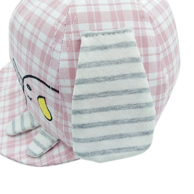 Toddler Fastener Tape Adjustable Ball Hat Baby Boys Girls Baseball Cap Cotton Breathable Plaid Cartoon Print Hats 4Colors