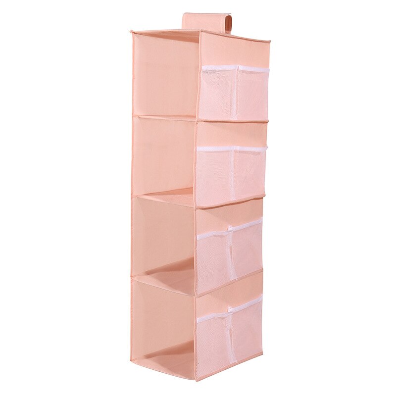 Micck förvaringspåse hängande för garderob kläder underkläder strumpor arrangör 2/3/4 lager stora kapacitet hem lagring verktyg tillbehör: Rosa / 4 lager