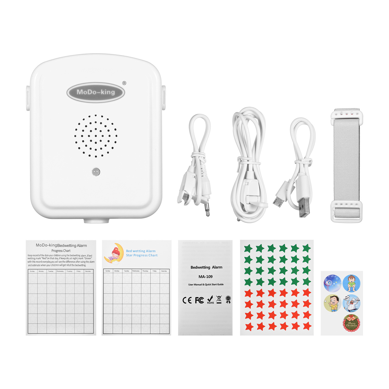 Plaswekker Enuresis Alarm Met Licht Geluid En Trillingen 3 Modi Volume Music Control Voor Kinderen Kinderen Volwassenen Ma-109: WHITE