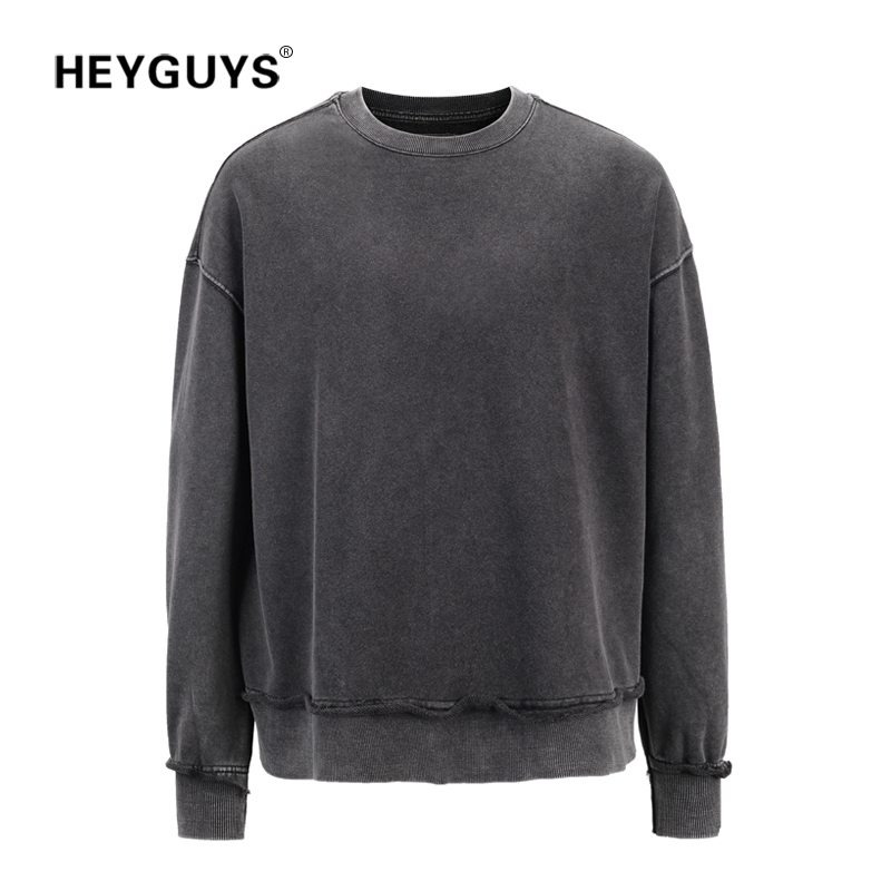 Heyguys vaskede sweatshirts herremærke orignal casual pullover til mig efterår: L