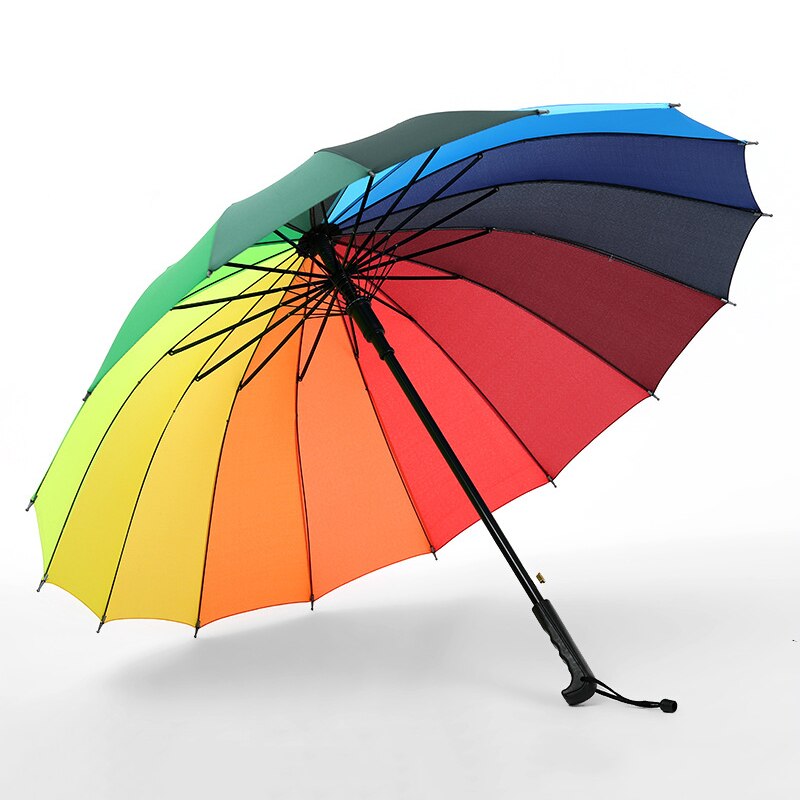 Rainbow Umbrella Rain Women Colorful Long Handle Umbrellas 16K Windproof Travel Light Guarda Chuva Golf Clear Umbrella: Rianbow