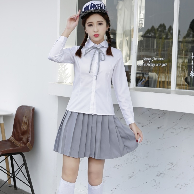 Japanese Spring College Uniform Japanese Teenager School Uniform Blouse Skirt Long Sleeved Sailor Suit School Uniform D-0199