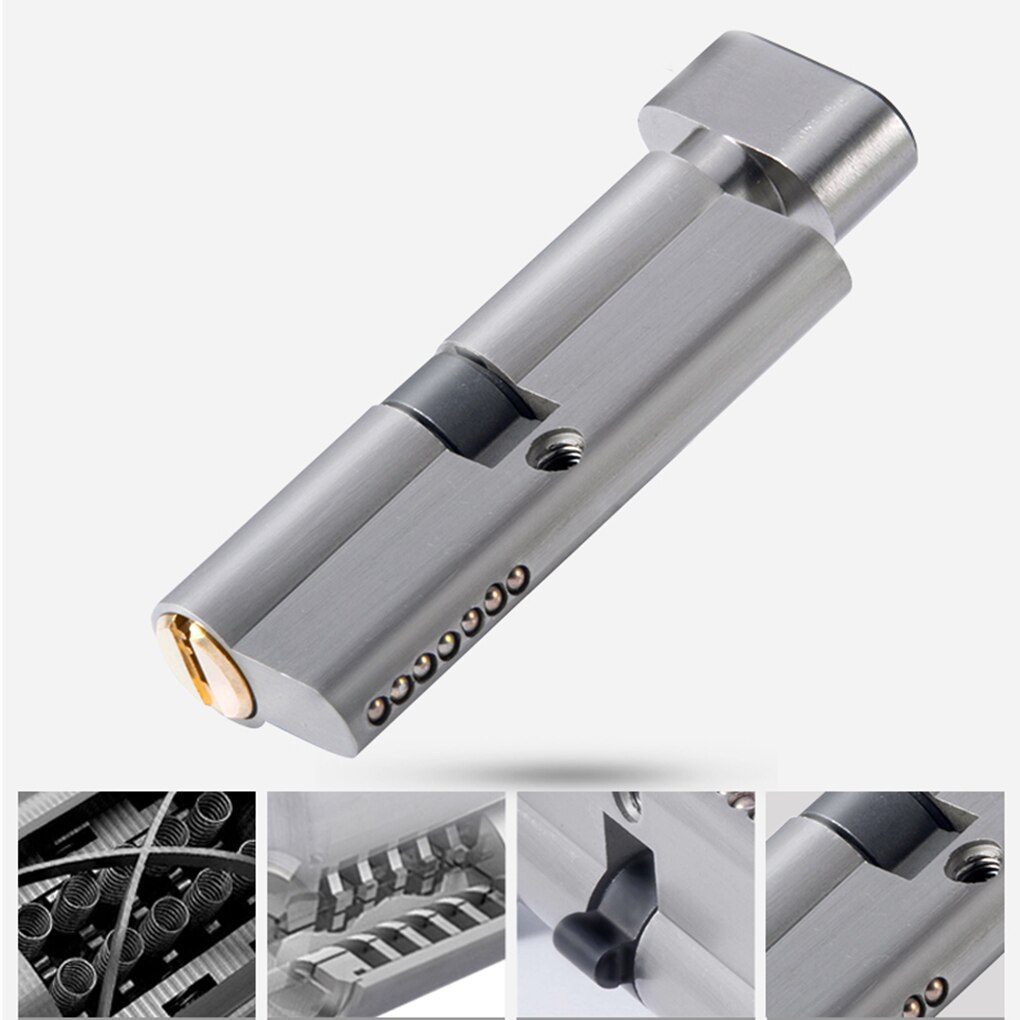 2pcs Thumb Revolving Door Lock Household Room Door Brass Lock Cylinder Tamper-Proof Anti-Drilling Universal Door Lock Hardware