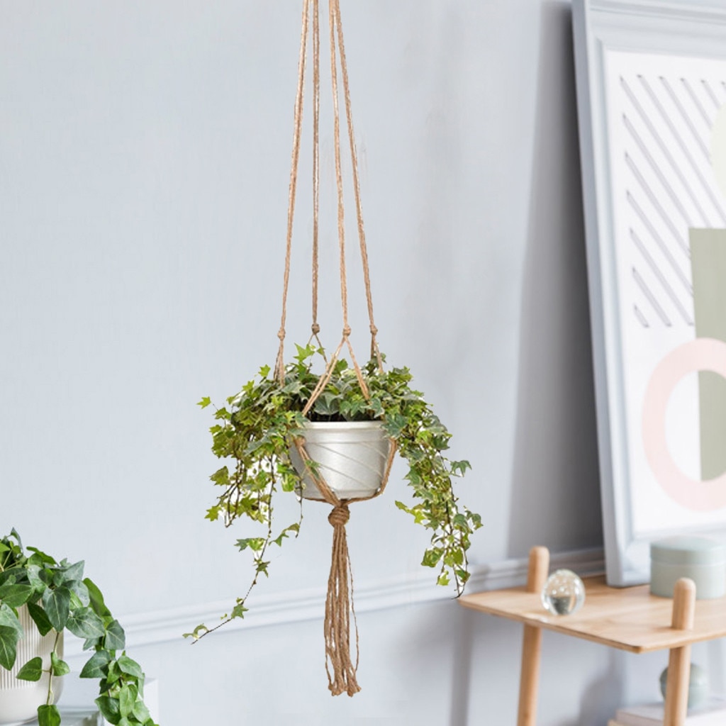 Roikkuu korit kukkaruukku kasvien haltija ruukku macrame kasvi ripustin roikkuu istutuskori kori juutti köysi punottu veneet vintage sisustus