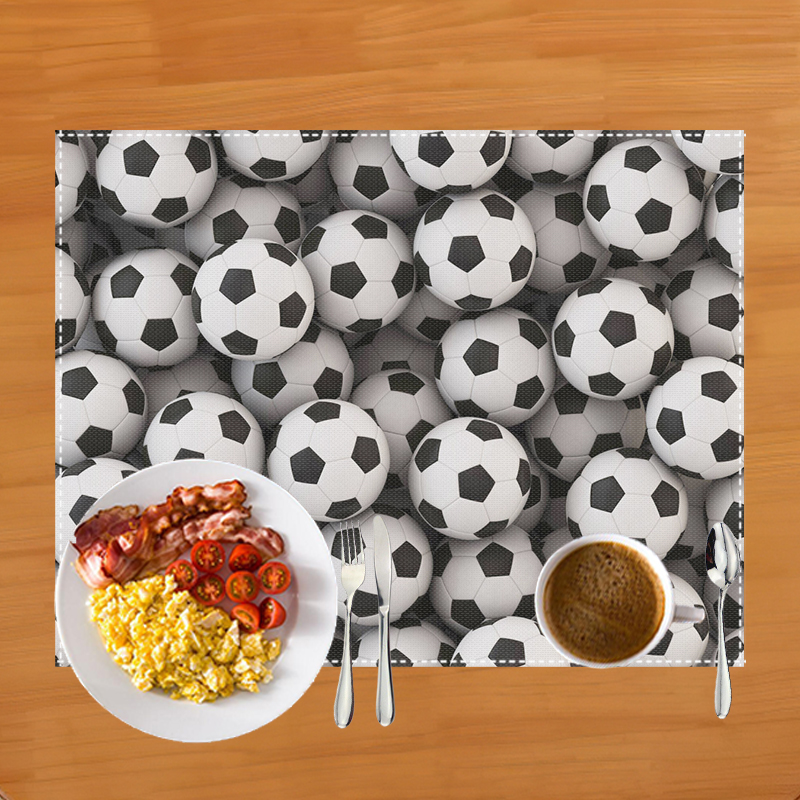 Mantel Individual con estampado de campo de fútbol, alfombrilla de lino para mesa de comedor, almohadillas para tazas de café, accesorios de cocina: Rosa