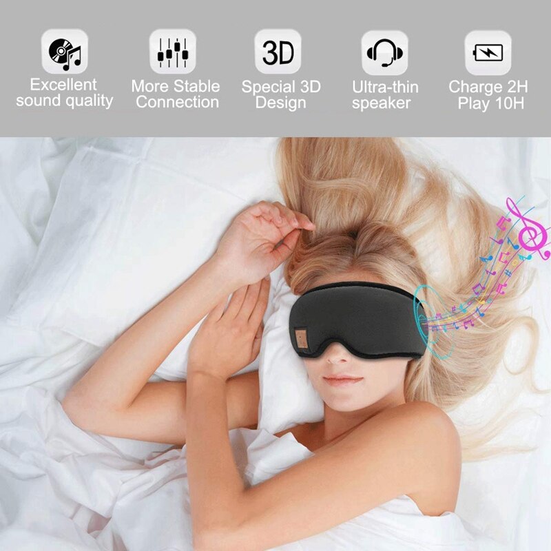 Sleep Mask, Bluetooth Sleep Headphones with Built-In Speakers, Wireless Sleep Eye Mask Music Player for Sleeping, Traveling, Yog