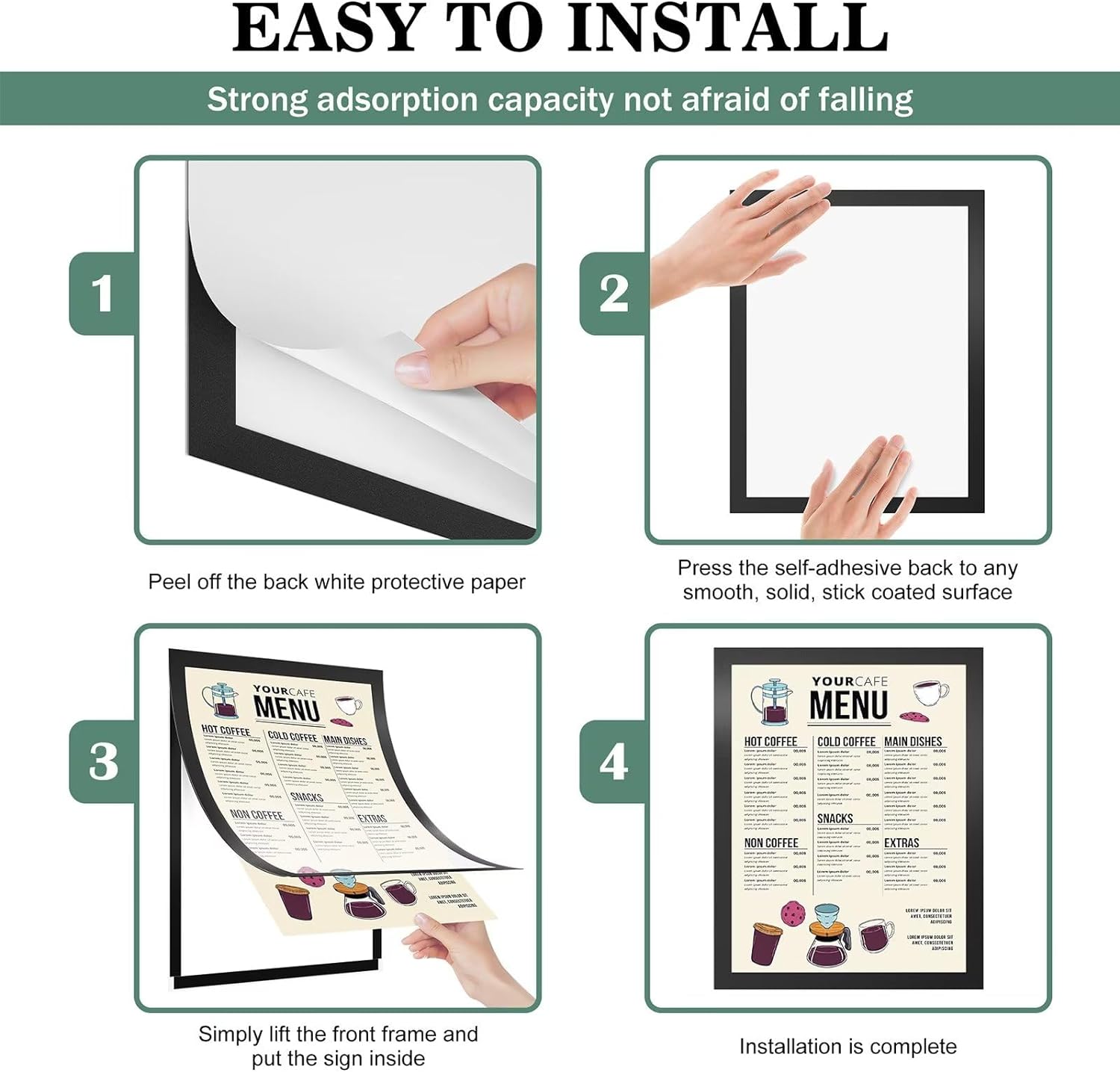 Magnetiske billedrammer selvklæbende magnetisk fotoramme plakat certifikat kunstværk billedrammer til køleskab væg boligindretning