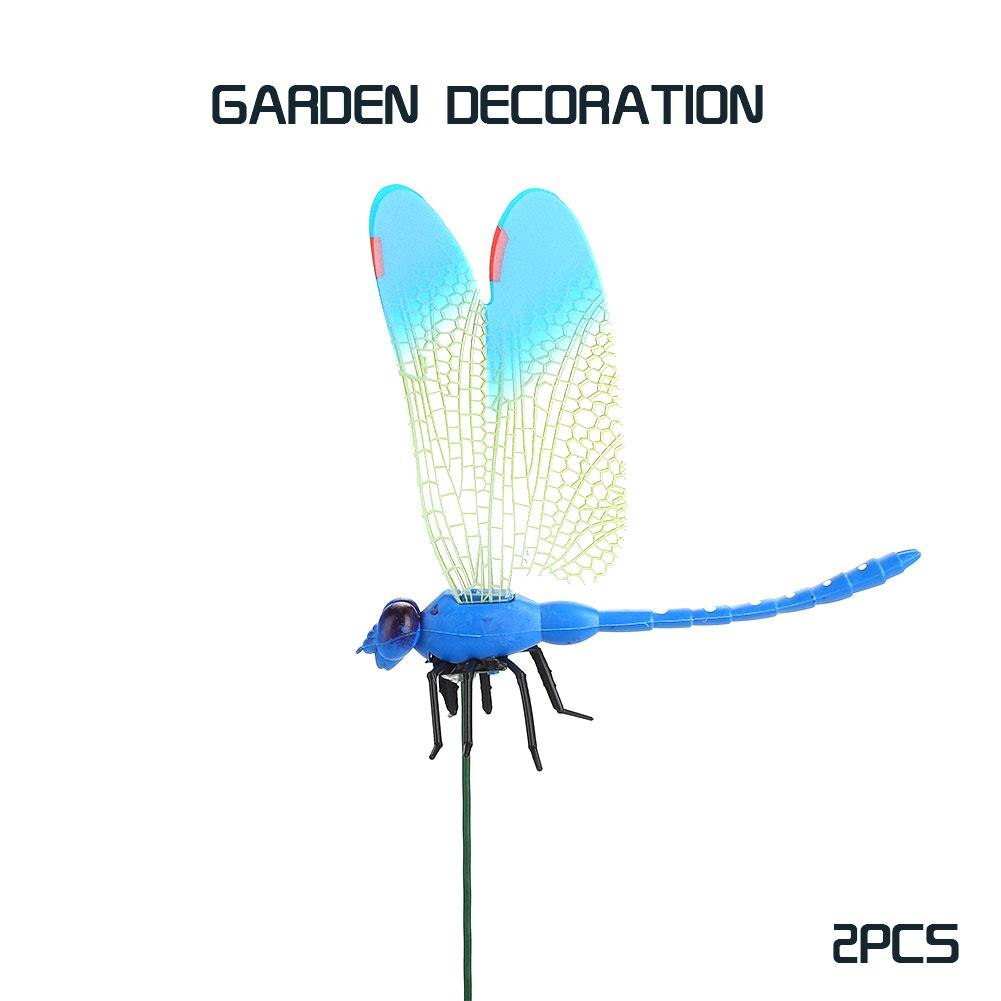 Øyenstikker hage dekor 2 stk 3d plast naturtro blomsterpotte plen dekorasjon vakker hage ornament hagearbeid utendørs