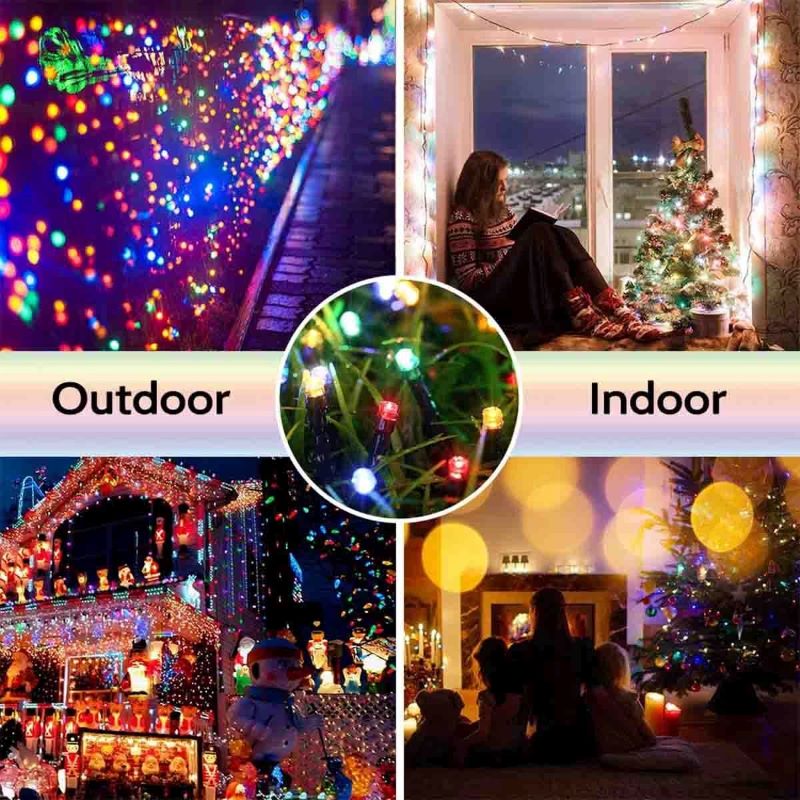 Guirnalda de luces navideñas solares para exteriores, 30/100 LED, 8 modos, luces solares para exteriores, adecuadas para jardín, terraza, valla, fiestas navideñas