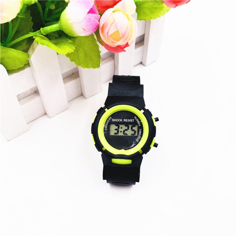Kinderen Horloge Digital Sport Elektronische Pols Jongens Meisjes Siliconen Led Digitale Sport Verstelbare Pols Kinderen Multifunctionele Klok: Green