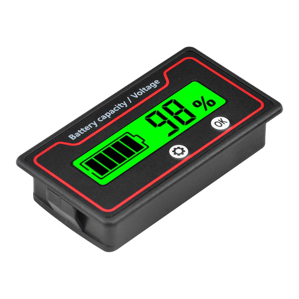 Batteriekapazitätsanzeige DC 9V-100V Batteriemessgerät 12V 24V 48V Batterieleistungsprozentsatz Spannungsanzeige Messgerät Anzeige