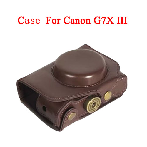 Pu Leather Camera Case Bag For Canon Powershot G7X mark 2 G7X II G7X2 G7XIII G7X III G7X Mark 3 luxury Camera Cover With Strap: G7X III -Coffee