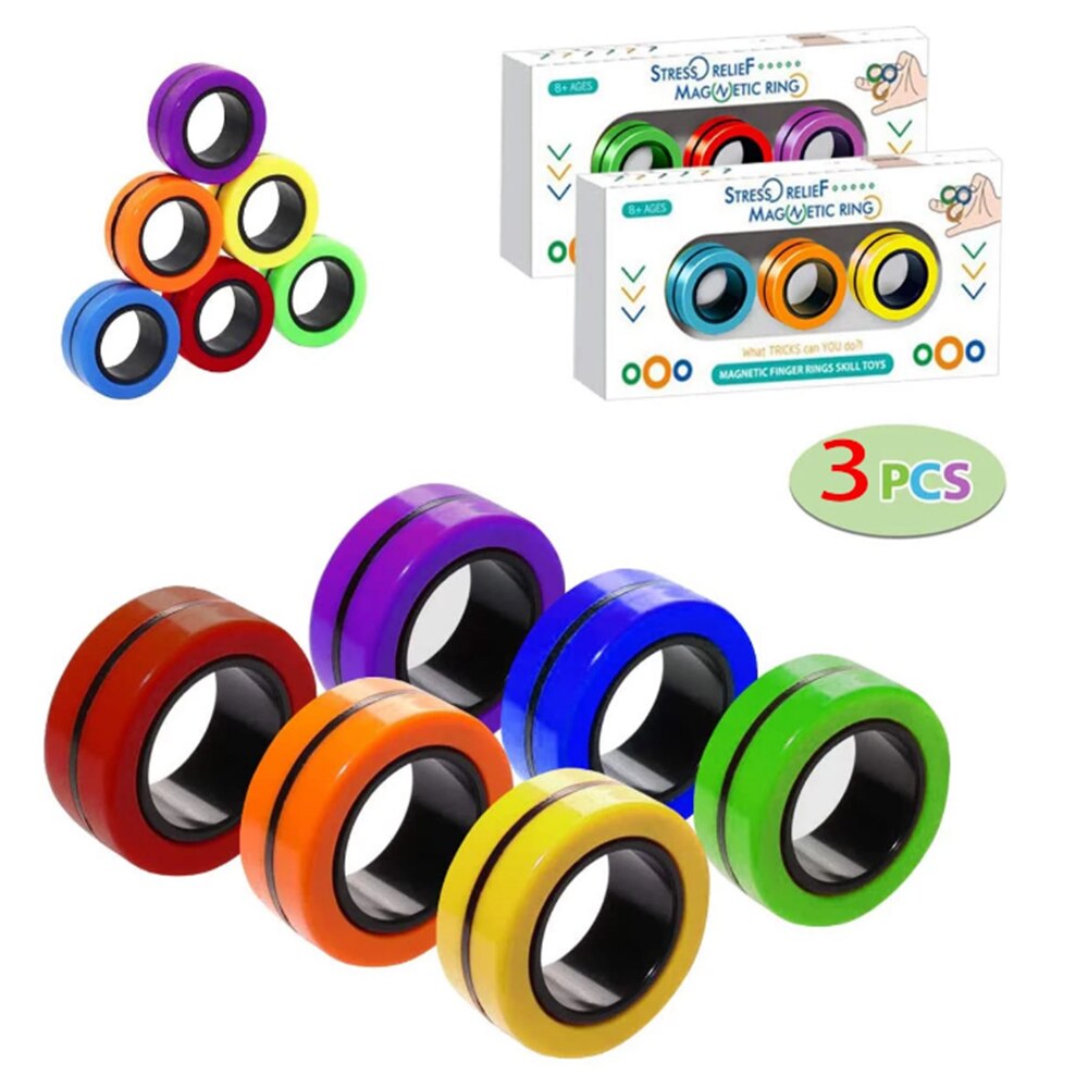 3 sztuk zabawki typu Fidget antystresowy śmieszne Fidget Spinner bransoletka magnetyczna pierścień rozpakować zabawki magiczny pierścień rekwizyty narzędzia stres stres zabawki