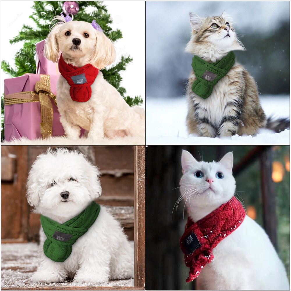 Mascota de invierno cálido perro bufandas pequeño cachorro Chihuahua Yorkie pajarita perros collares gato bufanda para Navidad accesorios de aseo para mascotas