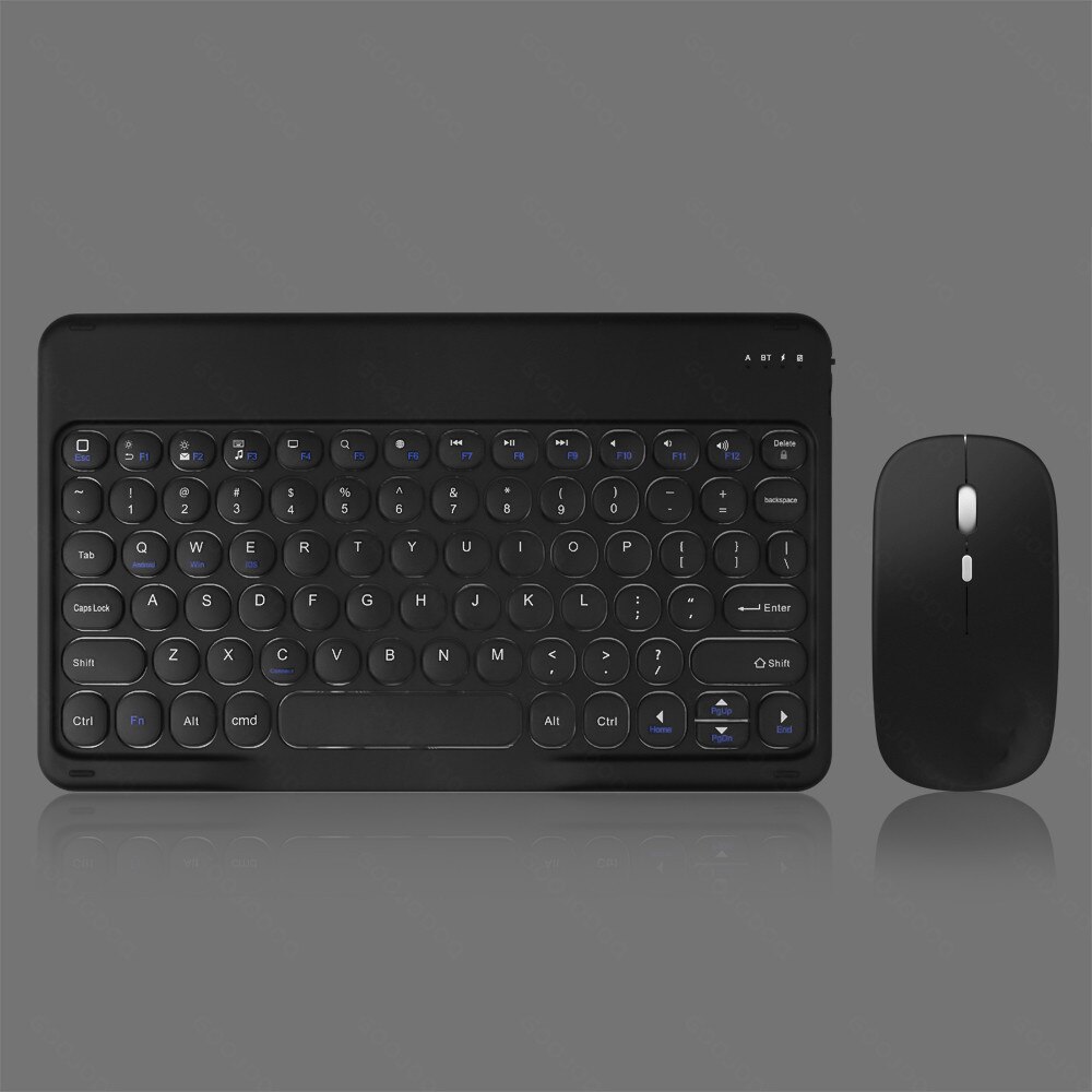 Retro Punk klawiatura okrągła czapka do Apple Ipad bezprzewodowa klawiatura Bluetooth uniwersalna do telefonu komórkowego Tablet przenośna klawiatura: Black mouse set