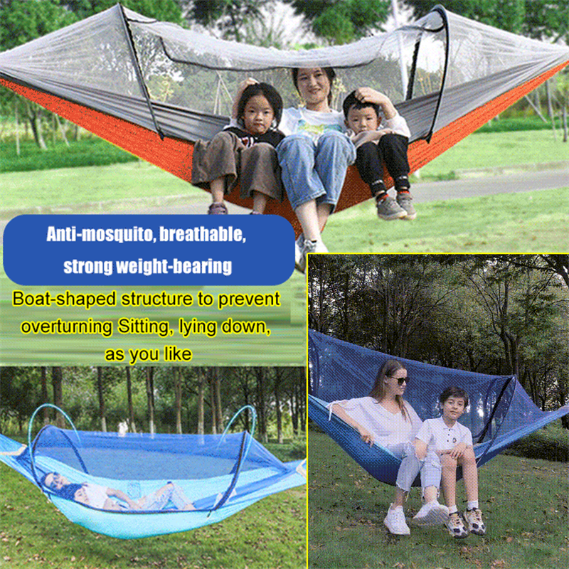 Outdoor Quick-opening Hammock With mosquito Net 1-2 Person Tent Backyard Hammock Camping Anti-mosquito Ultralight Hammock