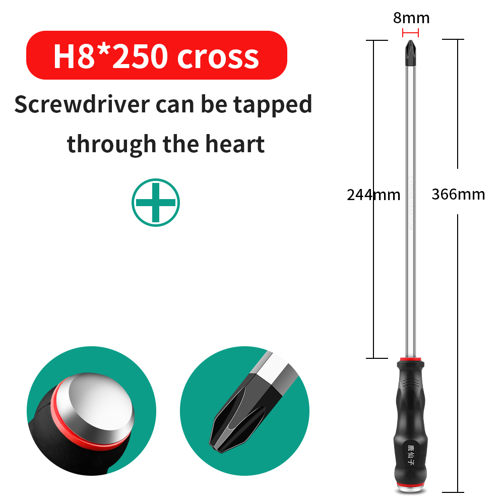 LUXIANI Longer Slotted Phillips Screwdriver Hammerable Hand Tools For Car Repair Household Can be knocked Magnetic Screw Driver: LXZ921165