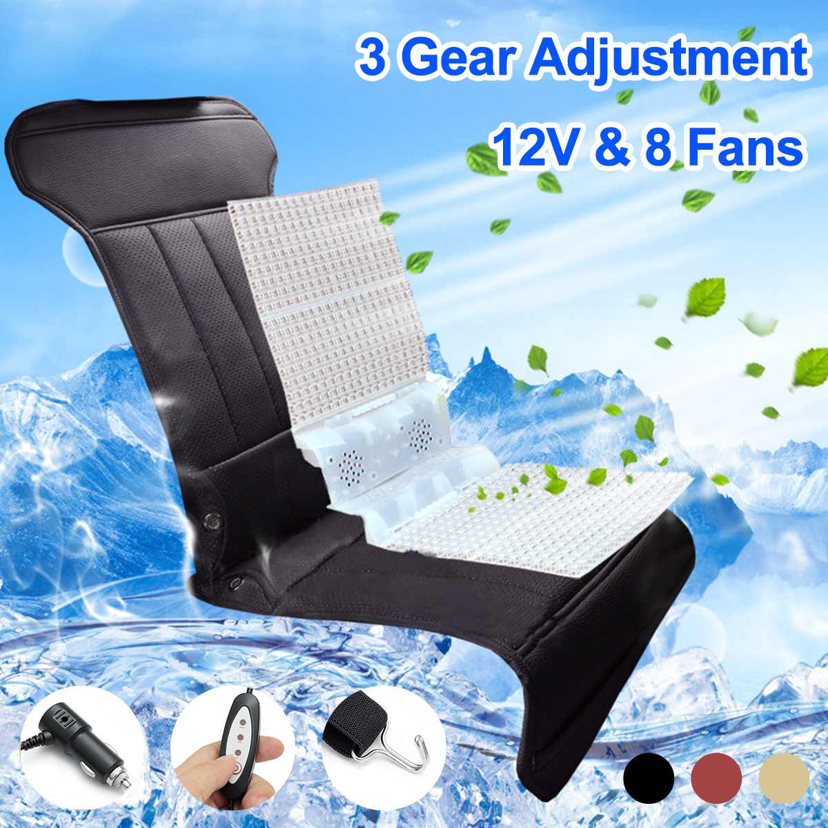2/8 fläktar bil interiör massage andas kudde sommar kylning ländrygg universal bilstol kudde stöd cool pad bil styling