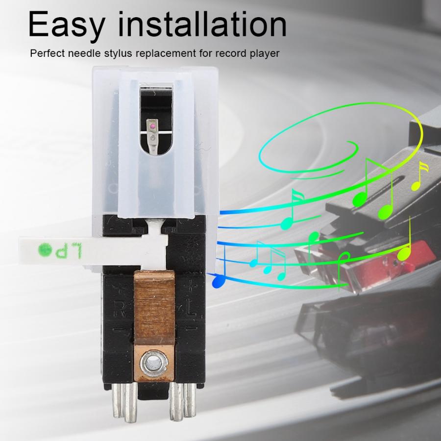 Turntable Needle Stylus Ruby and Sapphire Dual Needle Stereo Stylus for Lp Vinyl Player Record Needle Stylus 200-300mV Output