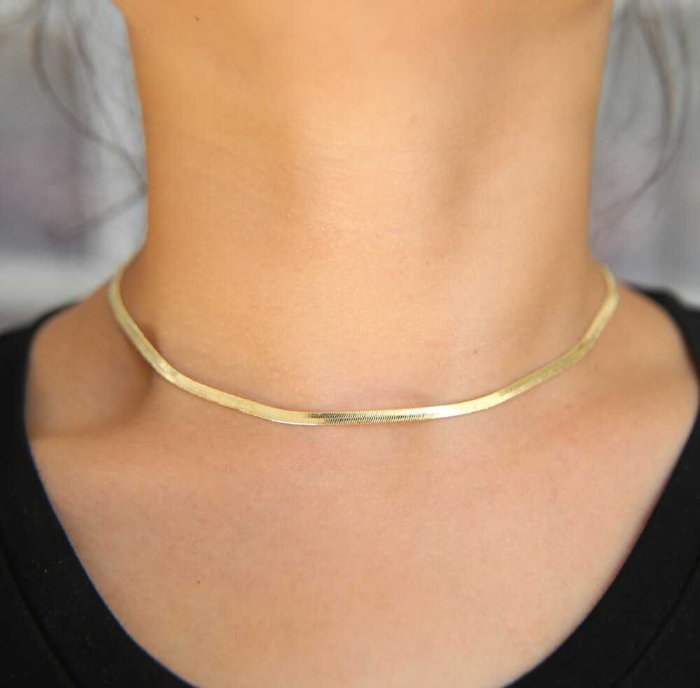 Topp enkel bred slange kjede choker grunnleggende slange kjede kvinner sommer nyeste chocker kjede halskjeder