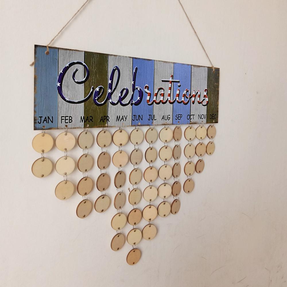Celebration Reminder Calendar Birthday Wedding Event Rustic Wooden Board Craft DIY Wall Hanging Sign Home Party Decoration