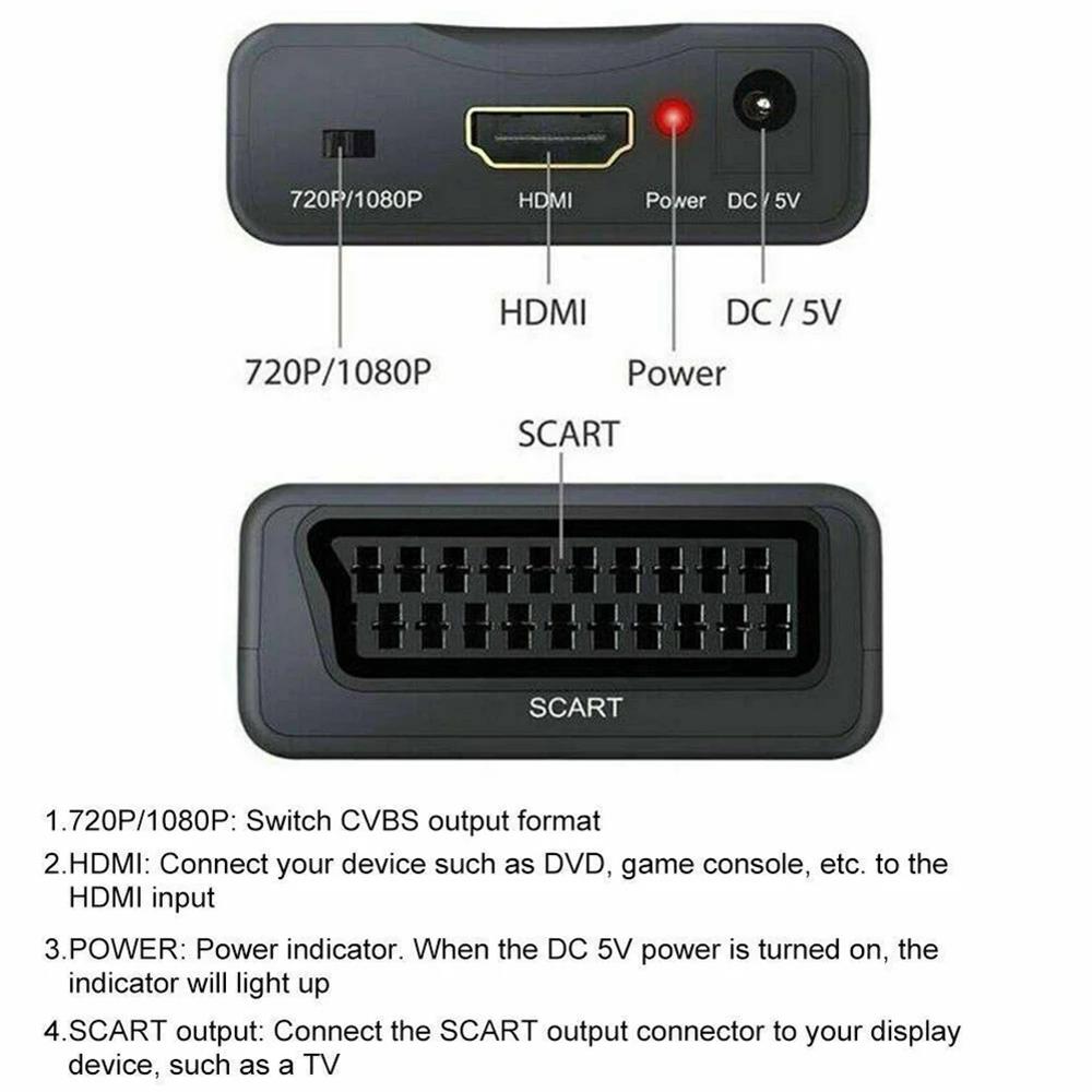 1080p hdmi-scart-video audio-muunnin av-signaalisovitin hd-vastaanotin usb-kaapelilla älypuhelimelle hd-tv dvd