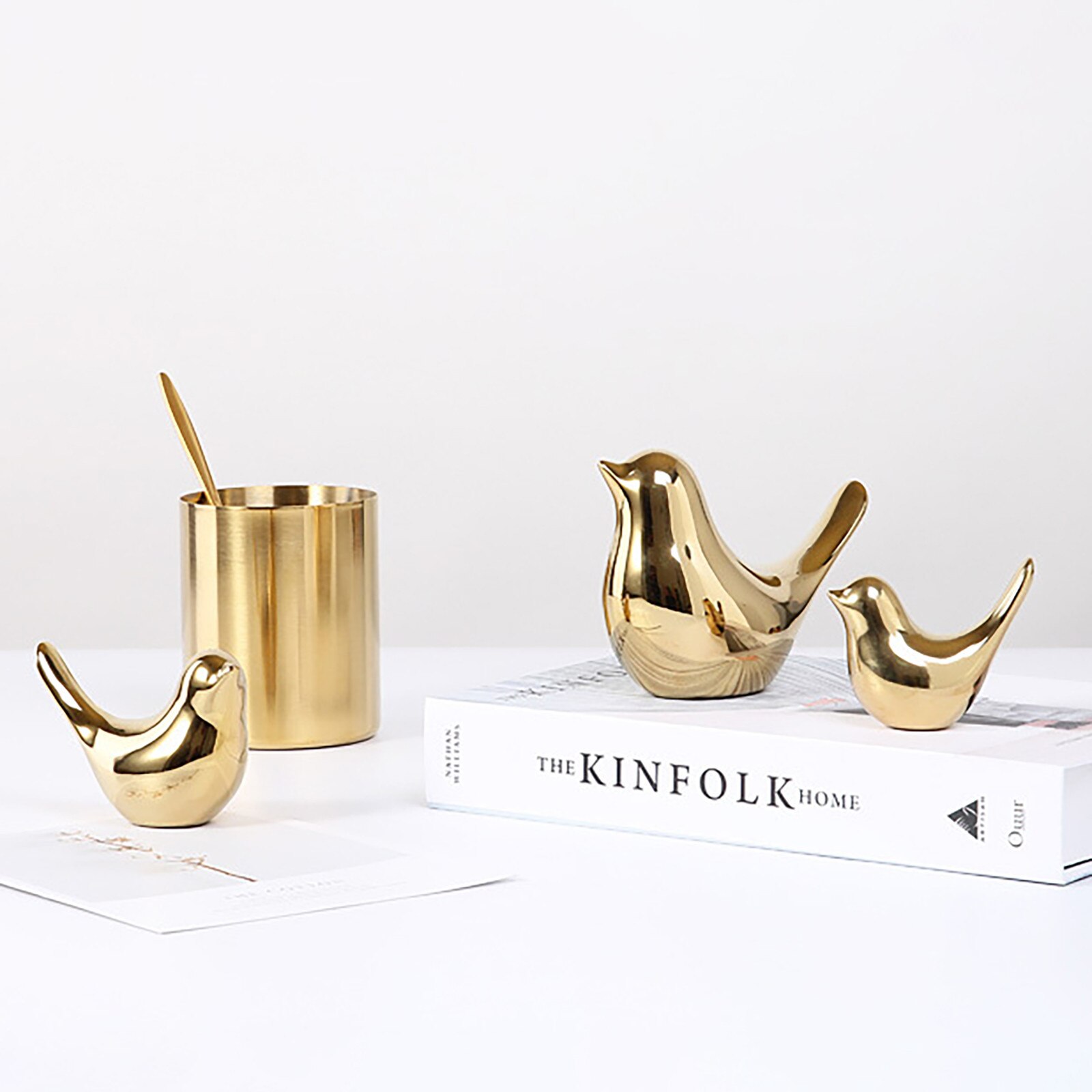 4# Golden Bird Figurines Modern Ceramic Bird Statues Animal Sculpture Home Decoration Crafts Gold Ceramic Wedding