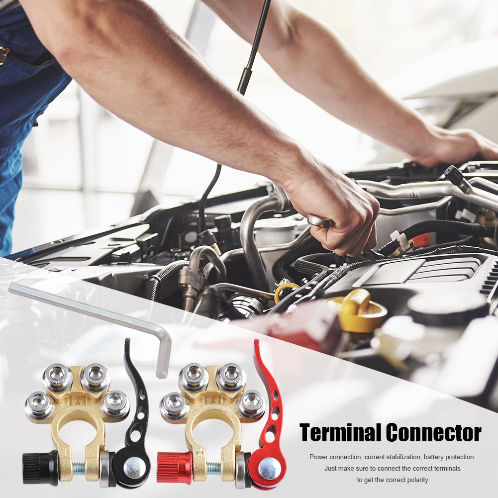 1 Pair Car Battery Terminal Wire Cable Clamp Terminal Quick Disconnect Shut-Off Connectors for Car Auto Accessories