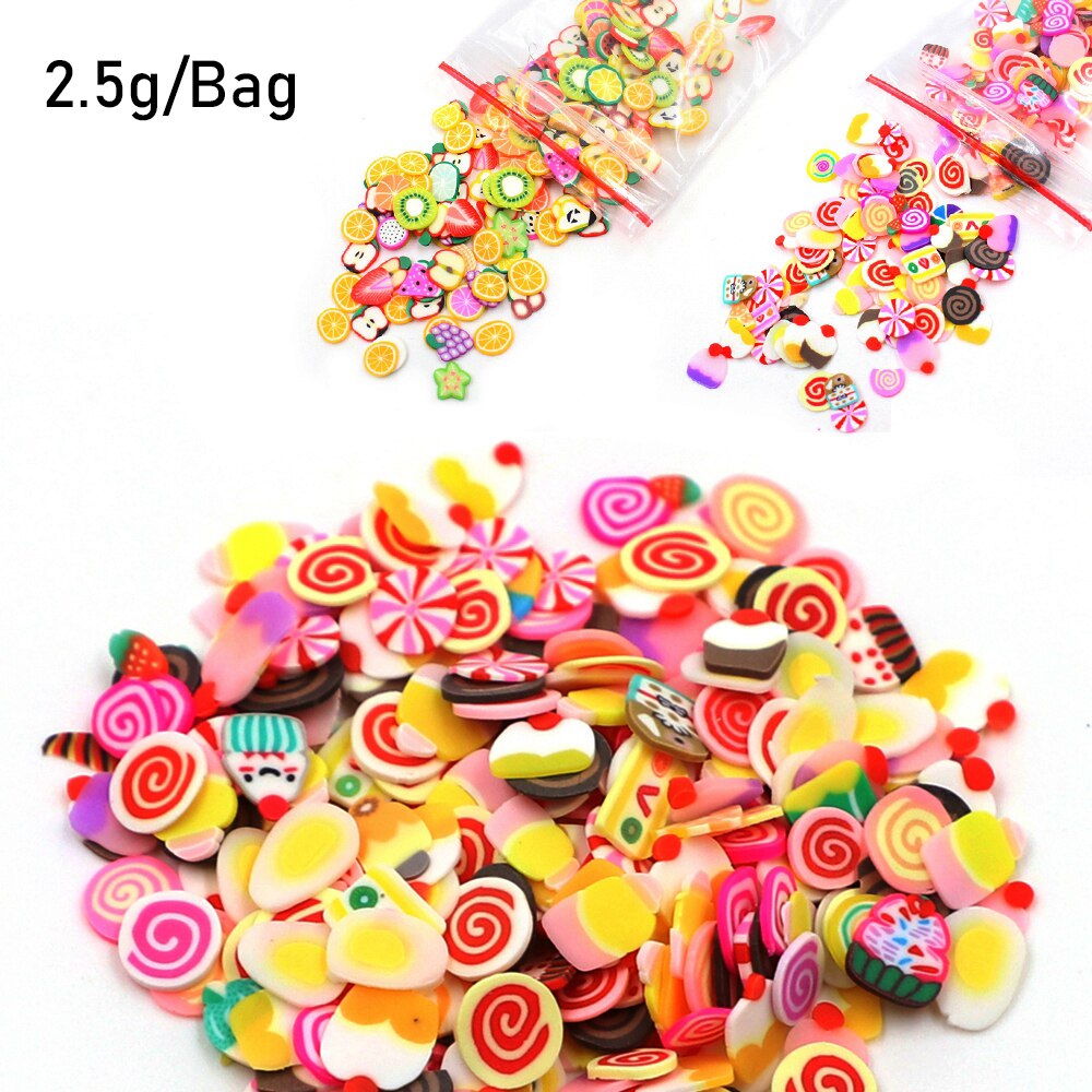 2.5g/Bag Fruit Bead DIY Decoration Charms Mud Accessories Fluffy Addition in Mud Clound Sand Toys Filler Glitter Clear Set