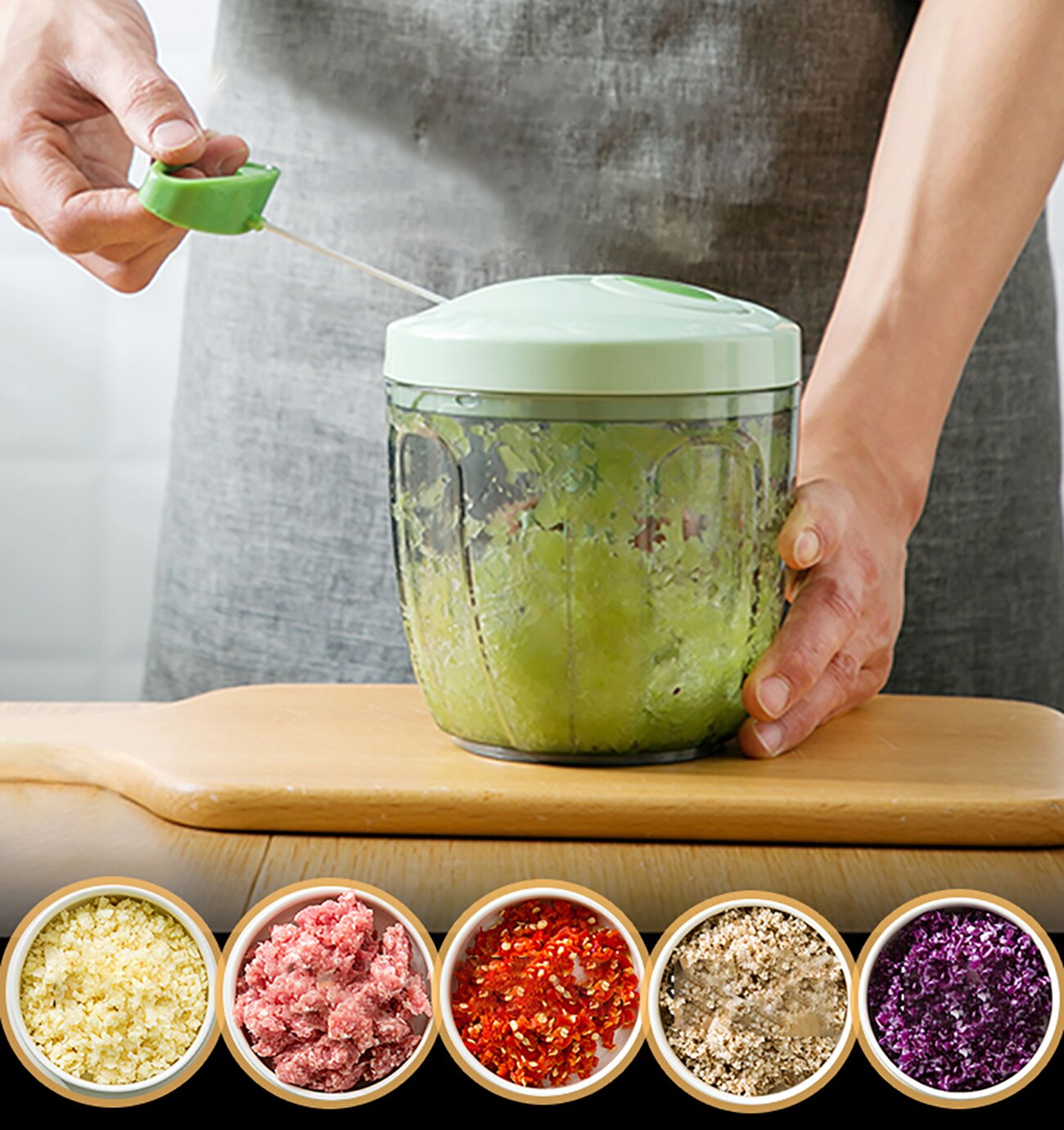 Trituradora Manual de carne, cortador de frutas y verduras, procesador de ajo, trituradora de alimentos, accesorios de cocina