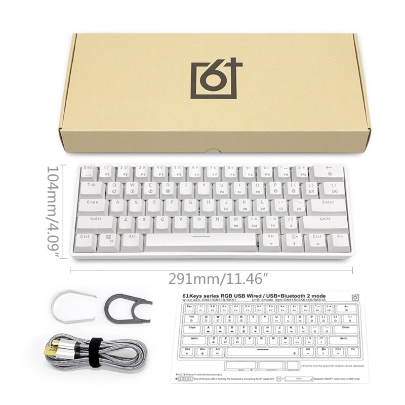 Teclado mecánico portátil SK61, interruptores ópticos Gateron, retroiluminado, intercambio en , 60%