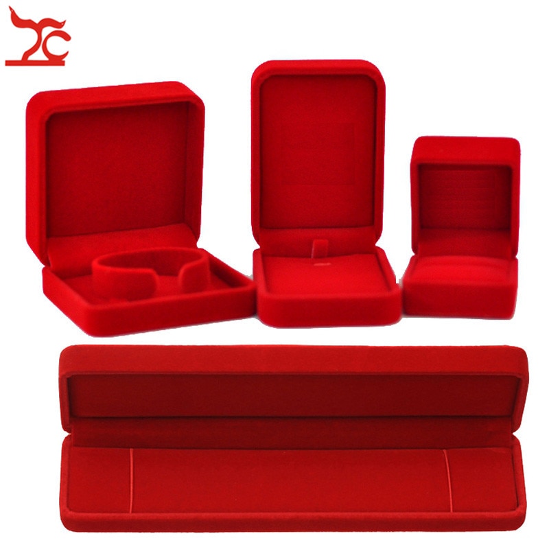 Wedding Jewelry Storage Case Amazing Red Velvet Ring Earrings Necklace Pendant Bracelet Storage Organizer Box
