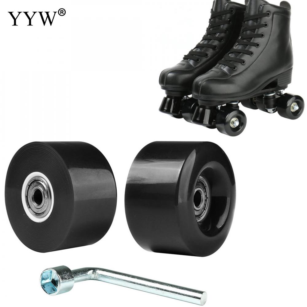 2pcs Pu Wheels Polyurethane 82a Hardness 58 x32mm Ball Bearings Tool Quad Roller Skates Skateboard Light Up Wheels Accessories: black wheel