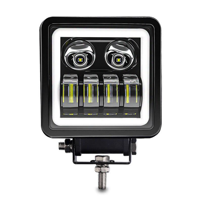 LED Driving Light 4 inch 5 inch White Halo Work Light LED Lens Angel Eyes Offroad Led Auxiliary Lights fit for 4x4 Truck UAZ ATV: 1PCS Square light