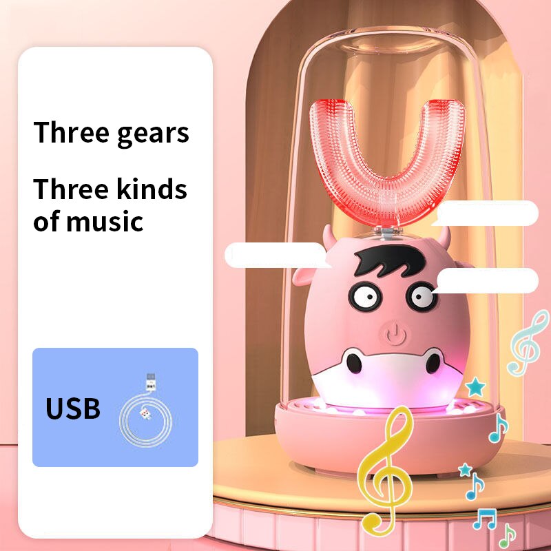 Smart 360 Degrees Automatic Sonic Electric Toothbrush U Type Charging Tooth Whitening Children's Tooth Brush XaoMi Home Child: pink 1-9