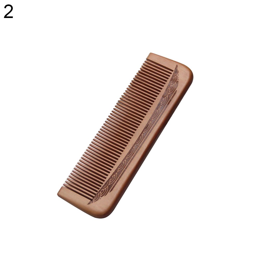 1pc Anti-Static Comb Natural Peach Solid Wood Comb Engraved Peach Wood Healthy Massage Hair Care Tool Beauty Accessories: 2