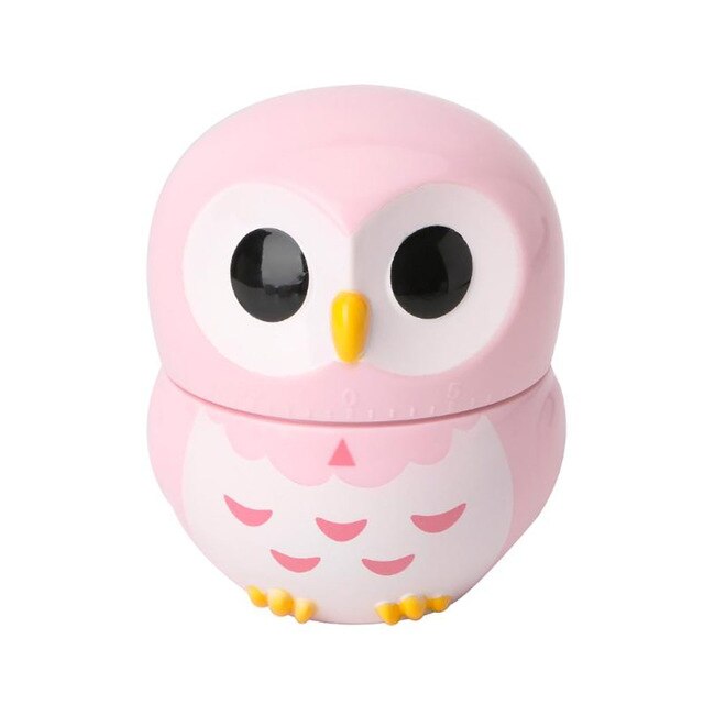 Cute Owl Kitchen Timers For Cooking Shower Study Stopwatch Alarm Clock Novelty Cartoon Cooking Timer Timer Clock Counters: Pink