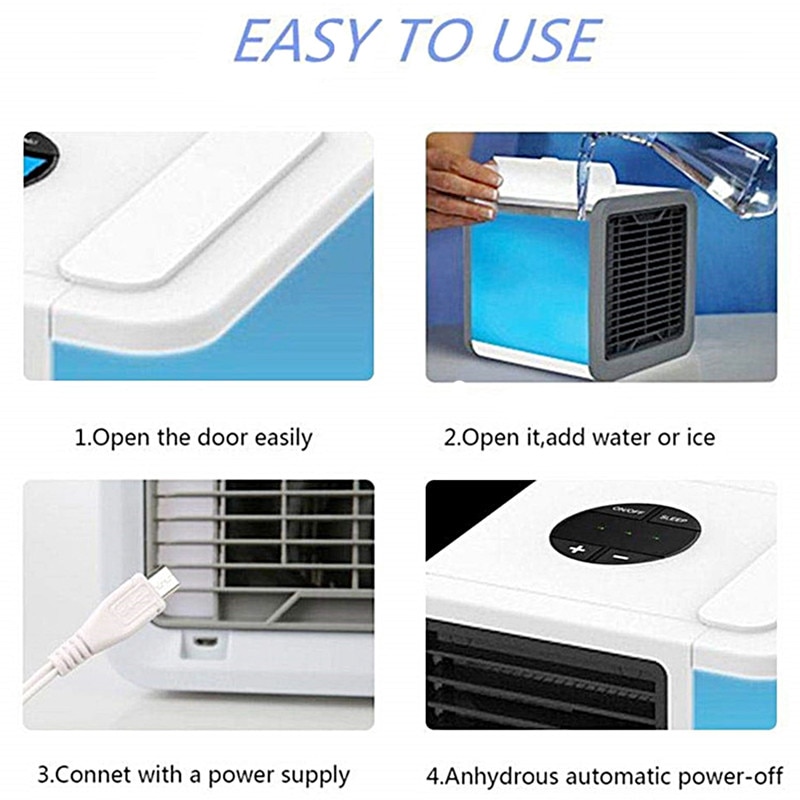 Mini climatiseur portable, humidificateur, purificateur, refroidisseur d'air usb, ventilateur de bureau pour la maison et le bureau, 7 couleurs