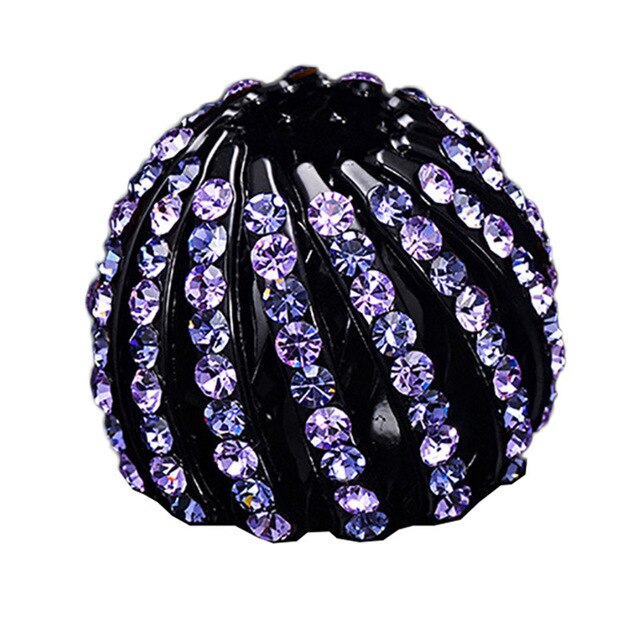 Meisjes Kristal Haar Clips Strass Paardenstaart Houder Haar Klauw Haaraccessoires Vrouwen Ball Head Hoofddeksels Haarspeld Clip: Purple pink