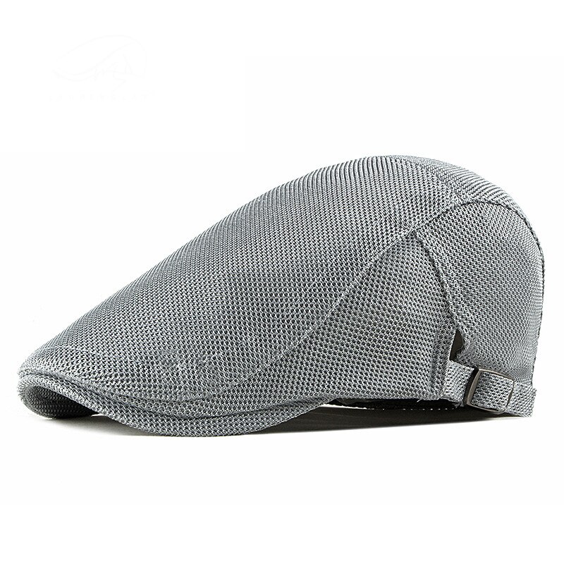 FS Summer Spring Men's Cap Ultra-thin Breathable Berets For Men Women Women's Flat Caps Beret Ladies Couple Hat: Light Gray