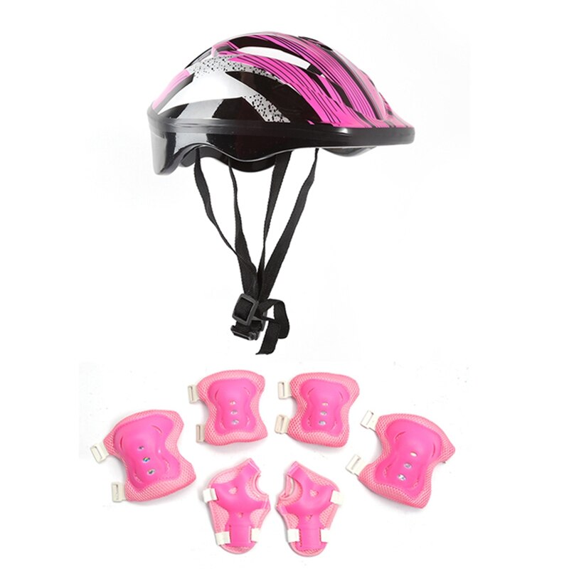 7Pcs/Set Kids Boy Girl Safety Helmet Knee Elbow Pad Sets Children Cycling Skate Bicycle Helmet Protection Safety Guard: RH