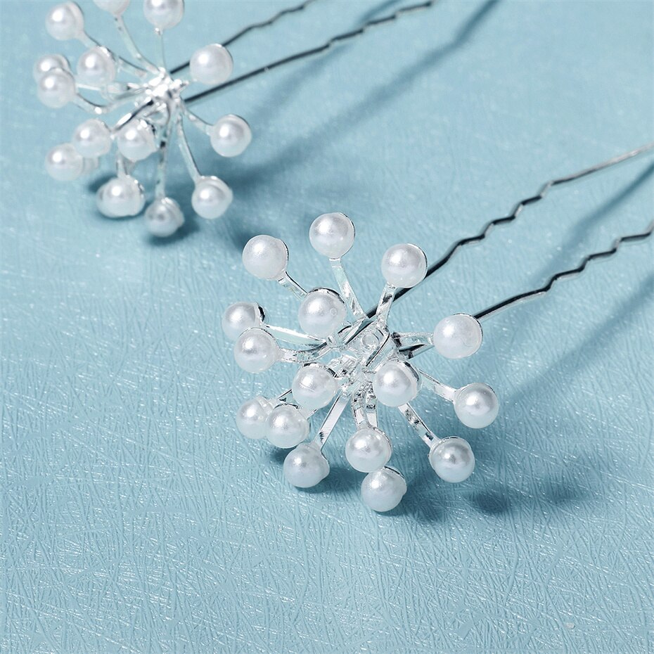 6 Stks/set Zilveren Kleur Parel Bruiloft Haarspeld Bruid Haar Accessoires Sieraden Handgemaakte Bridal Haarspelden Voor Vrouwen Bruidsmeisje
