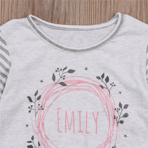 emily Letter Gray Striped Gray Casual Baby Boys Girls Kids Cotton Romper Jumpsuit Clothes Outfits