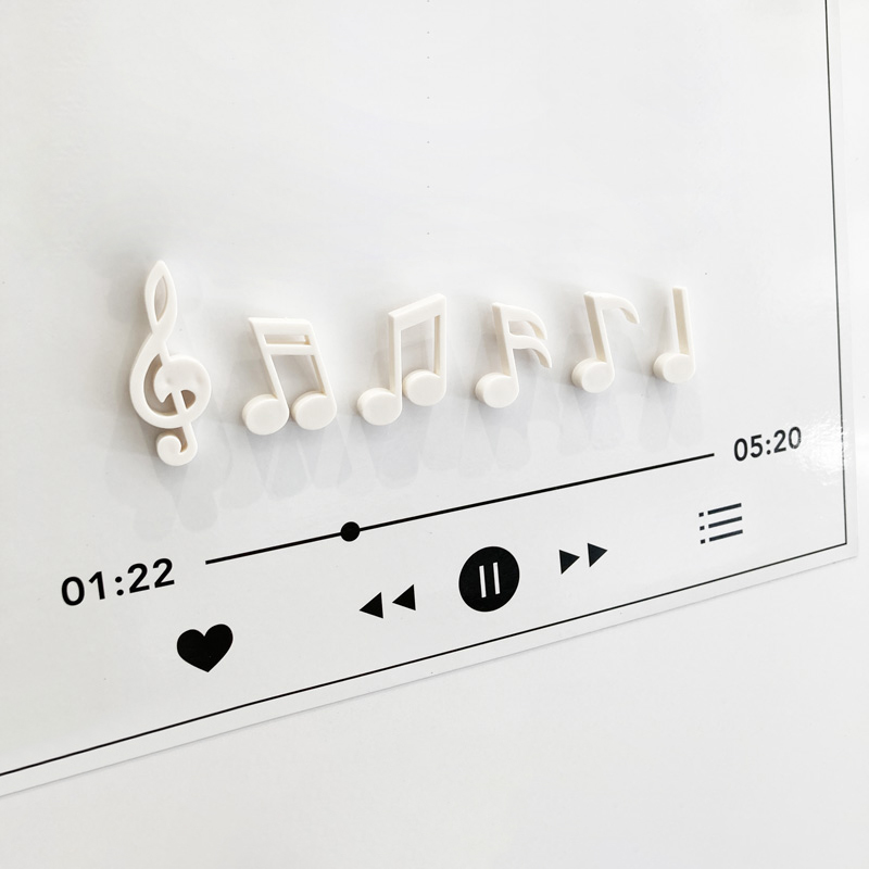 6 unids/set imanes de nevera notas musicales creativas imán refrigerador mensaje pegatina decoración del hogar: BLANCO
