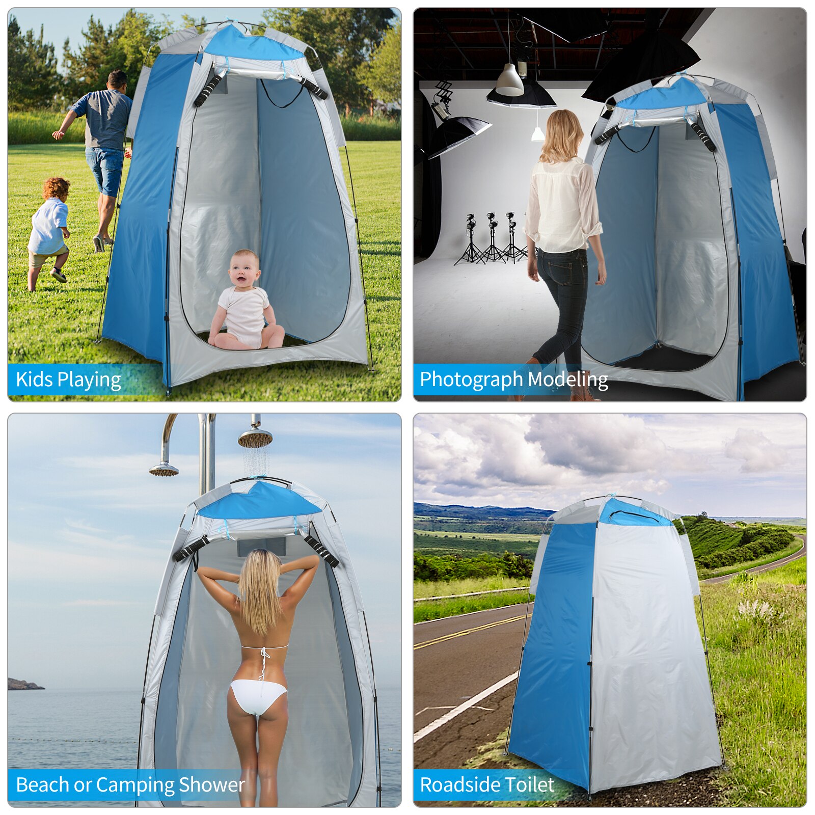 Tente de plage Portable, bain à langer, cabine de toilette, douche d&#39;extérieur, abri contre le soleil et la pluie, pour Camping et voyage